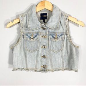 HIGHWAY JEANS girls white wash denim cut off vest